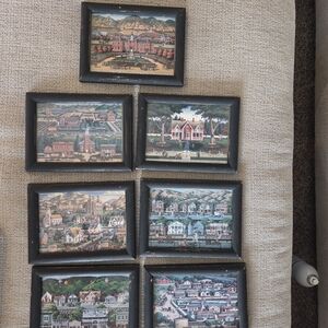 Heritage Utah Pioneer Settlement Art – Set of 7 Framed Folk Art Prints